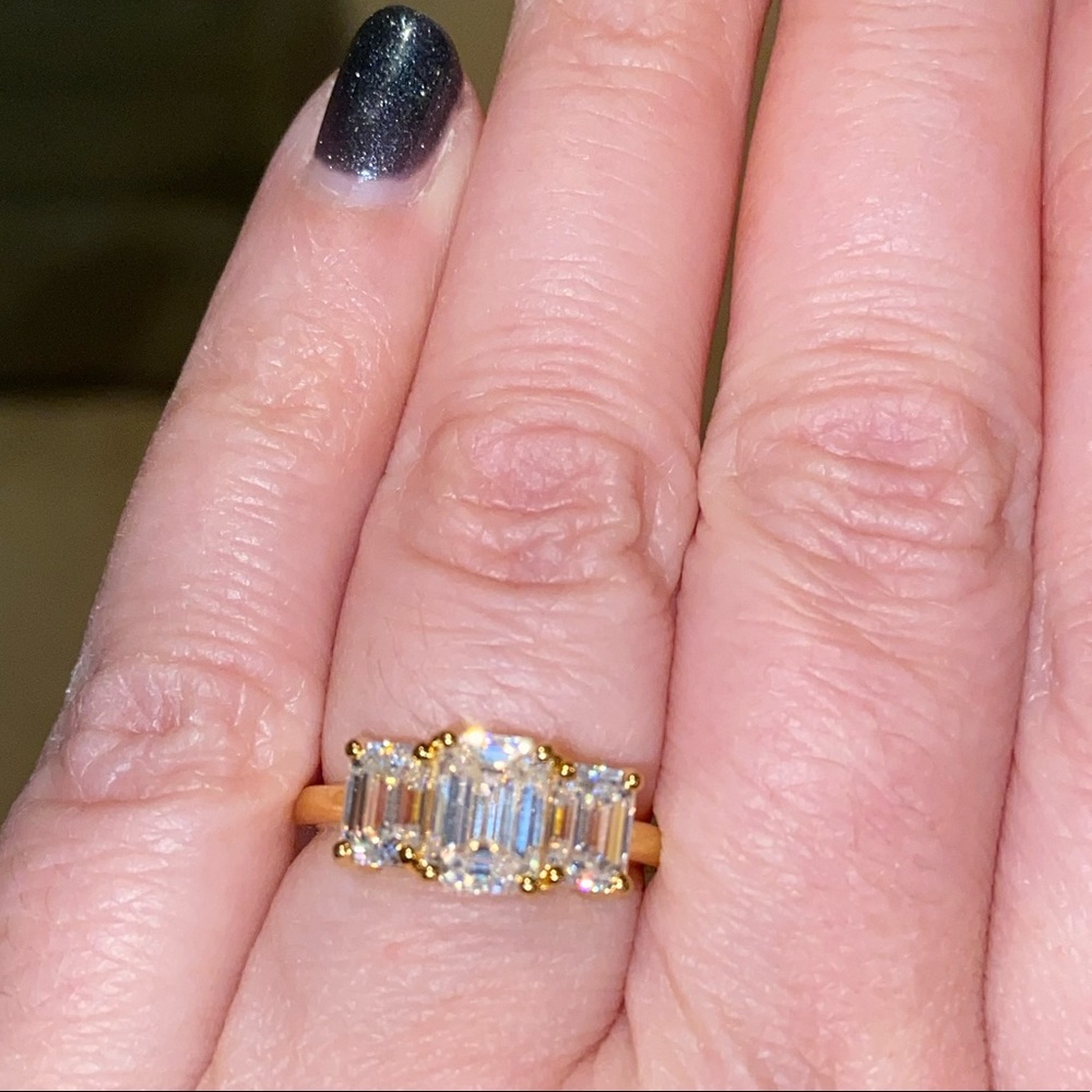 2 Ct Colorless Moissanite Emerald Cut Ring 5.75